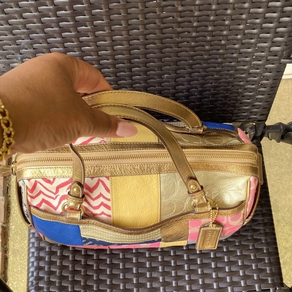 Coach Signature Patchwork Satchel Tote F17164